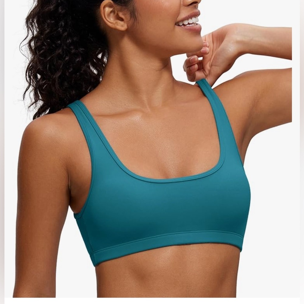 CRZ YOGA Butterluxe Mini‎ Bra for Women - Scoop Neck Low Impact Wireless large